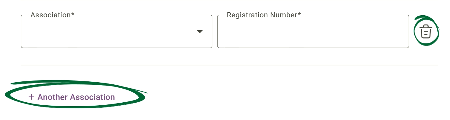 Professional Associations Screenshot